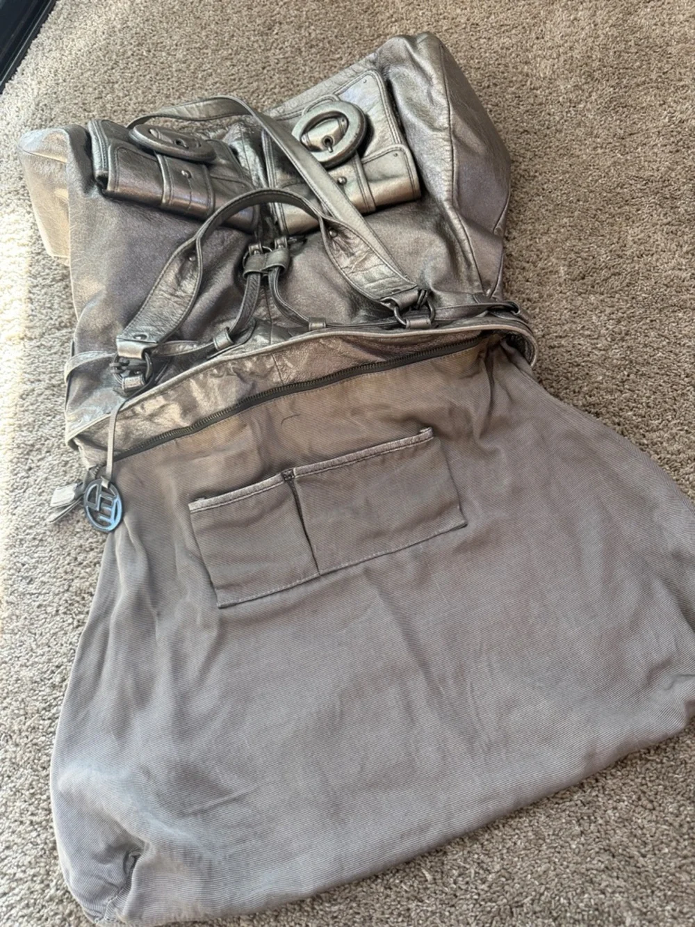 Elliott Lucca “ Estella “ Metallic Leather All Carry Handbag